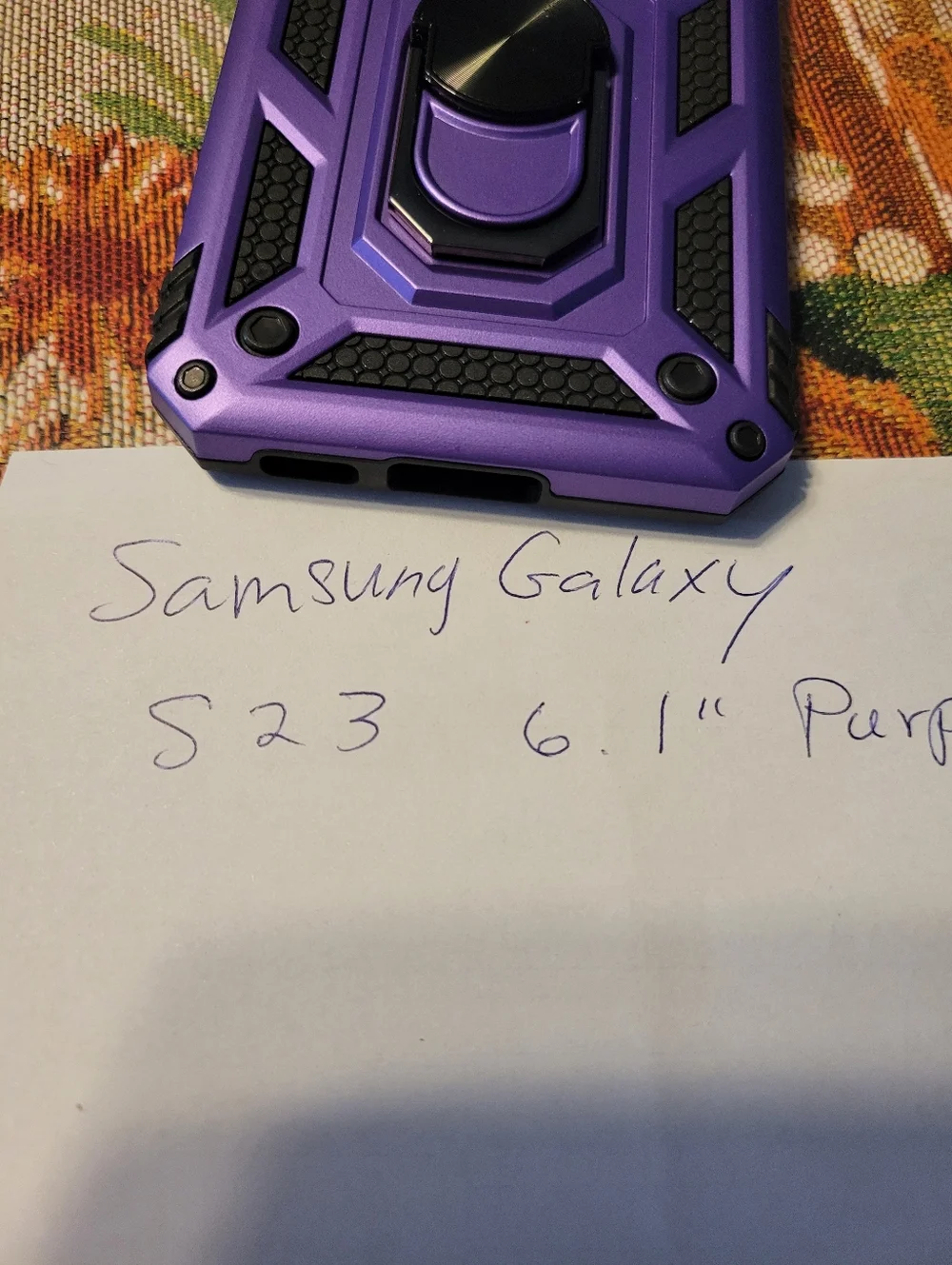 Purple Rugged Sliding Camera Cover Phone Case with Ring Stand